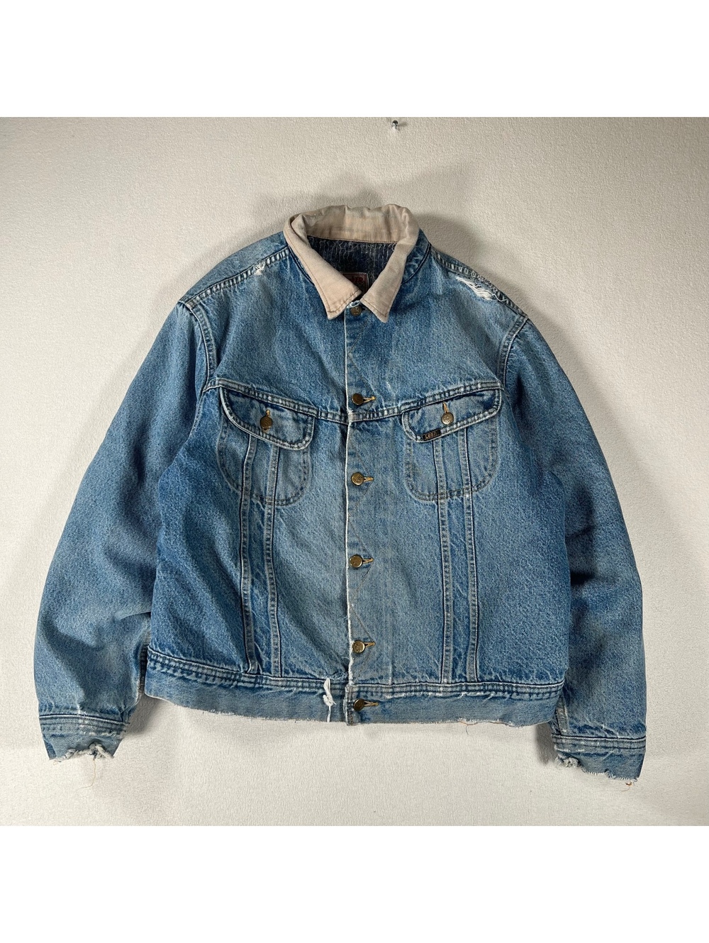 Vintage Lee Storm Rider distressed lined denim jacket 46